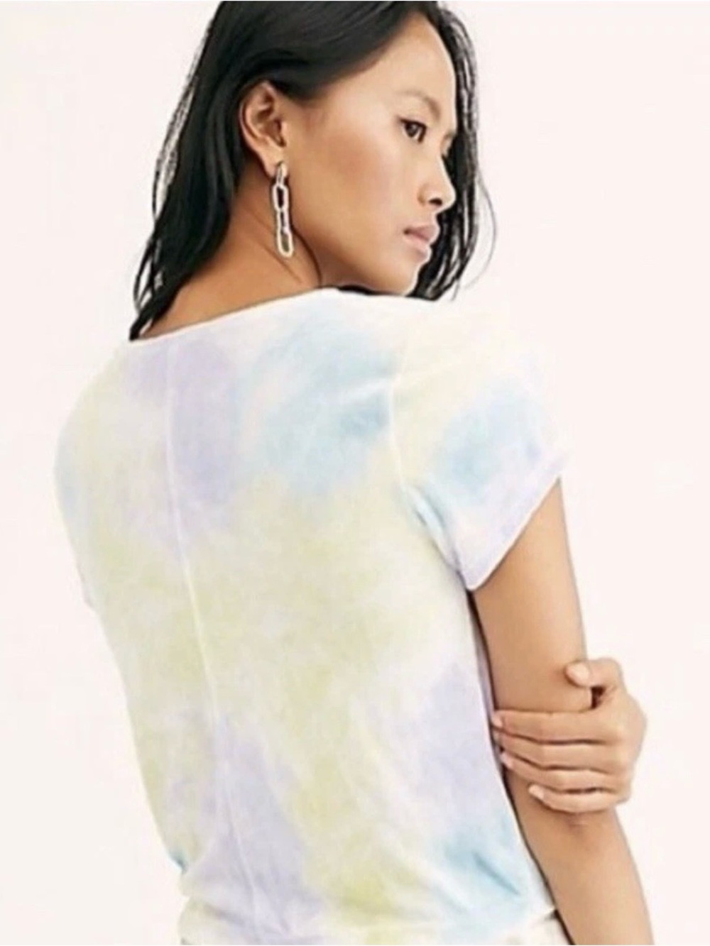 Free People Women's Bright Eyes Velvet Tee Cloud Combo Sz L
